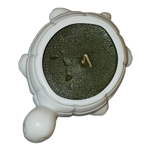 COTY 'Sweet Earth' Scented Candle in Porcelain TURTLE Holder WHITE GREEN Unused - Picture 7 of 8